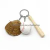 Kluczowe pierścienie baseballowe brelki Mini skórzana rękawiczka drewniana drewniana szarżę szarżę