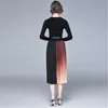 الفساتين غير الرسمية عتيقة Women Women Office عمل مطوية Midi Long Dress Spring Autumn Knitting Patchwork Street Street Chic Frocks for Female Stest