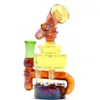 narguilés Argent Fumé Coloré Dab Oil Rigs Heady Glass Bong avec 4MM Quartz Banger Nail Recycler Bubbler Cyclone Perc Pipe à fumée