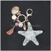 Key Rings Starfish Car Keychains For Girls Women Bag Jewelry Accessories Tassel Conch Shell Pearl Pendant Sea Animal Metal Keyring D Dh4To