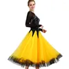 Scene Wear Black Yellow Waltz Ballroom Dance Competition Dresses for Women Tango Standard vuxna