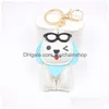 Key Rings Animal Car Chains Pu Leather Sunglasses Dog Keychains Accessories Cute Keyrings Holder Bag Pendant Charms Mens Women Fashi Dhbsc