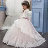 Kız Elbise Prenses Çiçek Düğün Kızın Kat Uzunluğu Pageant Kapak Kollu Çocuk Elbise Mavi Tül Çocuk Partisi Doğum Günü Elbise