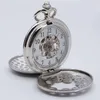 Pocket horloges merk Steampunk Skelet Hollow Gear Roman Cumerals Hand Wind Mechanical Watch FOB Chain Fashion PJX1404