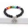 Tree of Life Charms 8mm Black Stone Strand 7 Colour