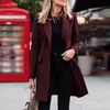 Women's Wool & Blends Winter Fashion Simple Classic Overcoat Cardigan Single-breasted Outerwear Autumn Women Casual Slim Solid Lapel Coats