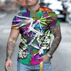 Męskie koszule 2023 Letnia odzież T-shirt śmieszne graffiti 3D Printing Men and Women Party Top Pare Stretting Oversizeal Set