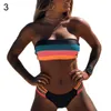 Costumi da bagno da donna Costumi da bagno Donna sexy Nuoto da donna Imbottito Senza spalline Senza spalline Top a righe Patchwork Bikini da donna