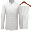 Men's Tracksuits Plus Size Tang Long Sleeve Suit Casual Loose Sets Chinese Traditional Vintage Embroidery Button Tai Chi Costume