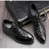 Dress Shoes Leather Man Business Alligator-print Men's British Casual Round-head Trend Lace-up Suit ShoesDress