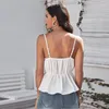 Tanques femininos Camiseta de colete de cinto oco White sexy sexy doce e elegante e elegante e bainha feminina roupas de verão suspensórios de cor sólida curtos