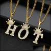 Pendant Necklaces High Quality Jewelry Zircon Paved Crown Initial Letter Alphabet Gold Necklace Letters For Women Drop Delivery Penda Otbjt