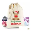 Decorazioni natalizie Sublimazione di alta qualità Blanks Sacco di Babbo Natale Personalizzato Plain Cotton Dstring Gift Bags Per Drop Delivery Home Garden Dh5Zc