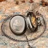 Orologi da taschino cerchio vuoto argento/nero antico orologio a sospensione meccanico a carica manuale regali per uomo donna