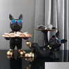 Decorative Objects Figurines French Bldog Butler Nordic Resin Dog Scpture Modern Home Decor For Tabletop Living Room Animal Crafts Dhpdh