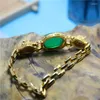 Link Bracelets Liemjee Wholesale Classic Green Agate Leopard Luxury Inlaid Bracelet Fashion Jewelry For Women Namour Charm Gift All Sensons