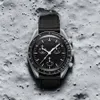 Moons Watches Bioceramic Planet Mens Watch z pudełkiem Pełna funkcja Chronograph Quarz Watchs Wysokiej jakości designerskie zegarki 42 mm Real Black Limited Edition