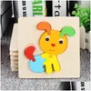 Party Favor Baby 3D Puzzles Jigsaw Wooden Toys For Children Cartoon Animal Traffic Intelligence Kids Early Educational Training Toy Dhcjk