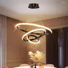 Lampadari moderni round a tre anelli Lustre a led per soggiorno sano