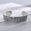 Vintage new style 925 silver bangle mens bracelets G brand feather of fortune designer bracelet jewelry widen open bangles unisex party Valentine's Day Gifts