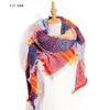 Etniska kläder 2023 Autumn and Winter Square Scarf Women's Shawl Ribbon Plaid Polyester Thorn Wool