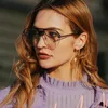 Zonnebrillen 2023 Fashion fluorescerende groene piloot Sun Glazen Men Merkontwerper Big frame Vintage Clear Lens Semi Rimless Women