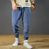 Herrenhosen Männer Sommer im Freien beiläufige lose feste Knöchel-Multi-Taschen-Fracht-männliche Frühlings-Streetwears Overalls Jogginghose Arbeitshose # D