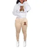 Partihandel plus size kvinnliga spårningsdräkter Två stycken Set Designer 2023 Ny Autumn Winter Plush Thicked Hoodies Bear Pattern Sweater Trousers Casual Sports 5xl