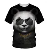 Erkek Tişörtleri 3d Panda Baskı T-Shirt Erkekler 2023 Yaz O Boyun Kısa Kollu Tees Üstler Moda Stili Erkek Giysileri Günlük Günlük Komik T-Shirt