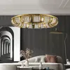 Full Copper Crystal Pendant Lamps LED Modern Round Pendant Lights Fixture American Luxury Shining Droplight Home Indoor Bedroom Living Dining Room Hall Lighting