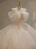Sparkly a line trouwjurk Pailletten Applicaties Lange blingbling Dubai Saoedi-Arabische baljurk bruidsjurken Schoudervrij Bruidsjurken met open rug