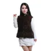 Women's Fur Mink Vest Women Short Knitted Fashion Stand Collar Leather Vests