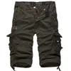 Shorts masculinos soltos de tamanho grande algodão de algodão casual coloração sólida retalhos de retalhos militares brancos do joelho 230109