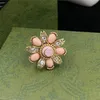 Anéis de design floral de 3 peças para mulheres Anel de flor de diamante Letras entrelaçadas Anello Anéis de personalidade Jóias com caixa