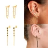 Ohrstecker AIDE 2023 Trend 925 Silber Piercing Ohrring Pendientes Plata Kette Lila Zirkon Aretes Frau Schmuck Bijoux Femme