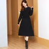 Casual Dresses Autumn and Winter 2023 Literary Art Retro Slim Over Kne Wool Long Loose Women's Dress Elegant Party