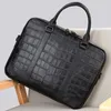 BRECTUCASS 2023 Luxury Alligator Cow äkta läder Business Men's Portfölj manlig axelväska män Messenger Laptop Computer Bags