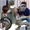 Máscaras de fiesta Máscara de dinosaurio 3D Accesorios de juego de rol Rendimiento Tocados Jurassic World Raptor Dino Festival Carnival Gifts 220704 Drop Del Dhfyp