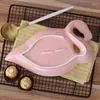 Plates Creative 3D Pink Flamingo Ceramic Plate Rishes Bowl Torkad fruktdessert servis porslin Dekorativ