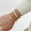 Länkarmband Simple Streetwear Elegant Pearl Beads Armband Set för kvinnors goth guldfärgkedja på handen smycken 2023 kpop