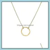 Pendant Necklaces Korea Simple Fade Resistant Gold Plated Hammered Round Circle Necklace Drop Delivery Jewelry Pendants Otvr1