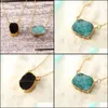 ペンダントネックレスINSゴールドメッキMTICOLOR IRREGAR NATURAL DRUZY STONE NECKLACE GEOMETRIC REAL CRYSTAL DREVIRY JEWELRY PENDANTS OTYWF