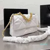 Mujeres Crossbody Glitter Bolsas de diseñador Pearlscent White Genuine Cuero Clásico Flap Funda Diamante Bolsa de hombro Multicolor para mujer 25/30