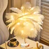 Table Lamps LED Remote Control Feather Lamp USB/ Battery Power DIY Creative Light Tree Shade Wedding Home Bedroom Decor