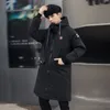 Erkek ceketler büyük boy m5xl kış erkek moda butik kalın sıcak siyah yeşil gündelik uzun ceket erkek ince kapşonlu ceket 230107