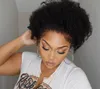 Brasilianskt mänskligt hår HD full spets frontala peruk kinky curly 360 front äkta schweiziska osynliga peruker för kvinnor 130% remy curl baby hår