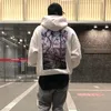 Mens Floral Print Hoodie Hip Hop Streetwear Loose Long Sweatshirts