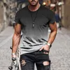 Men's T Shirts Casual Striped Print T-shirt Fashion Streetwear Slim Line Short Sleeve Retro Style Oversized Arrival