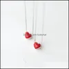 Hänge halsband grossist mode kvinnor minimalistiska hjärthalsband smycken emalj röd charm Dainty 925 Sier Drop Delivery Pendants otolt