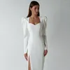 Повседневные платья Осень весеннее сексуальное платье белое бодикон женщин Midi Party 2023 Прибытие Вечернее клуб знаменитостей